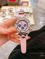 High Quality Replica AUDEMARS PIGUET Royal Oak Pink rubber Strap Pink Face Dial Diamond-Set Octagonal Stainless Steel Bezel Lady Watch 37mm